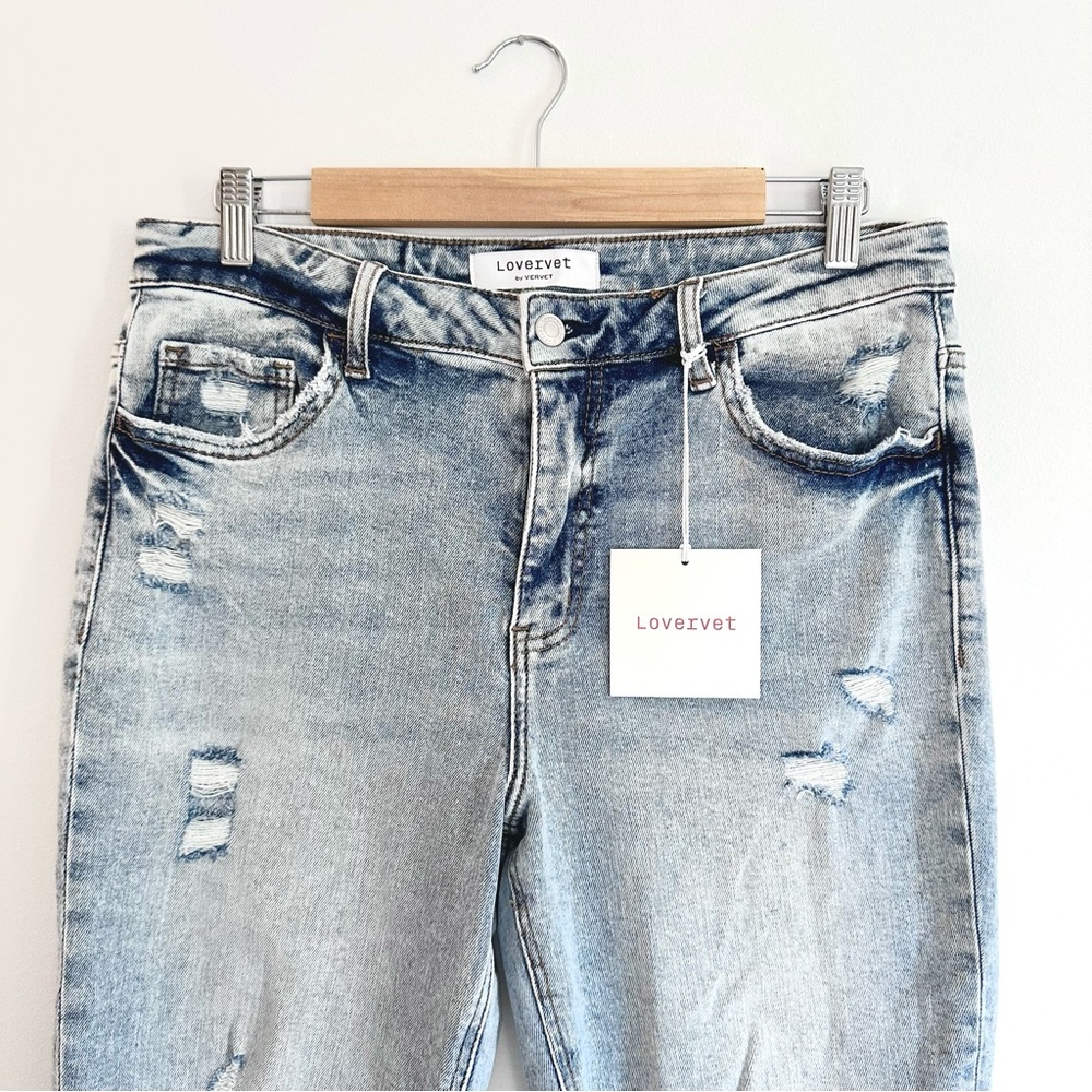 Lovervet Ankle Cropped Straight Leg Light Wash Distressed Jeans Size 31/13 - Picture 2 of 8
